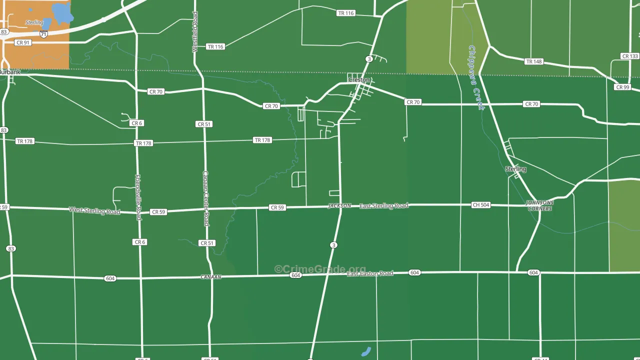 Creston, OH Map of Vandalism Rates