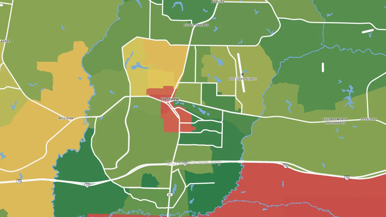 Crestview, FL Map of Vandalism Rates