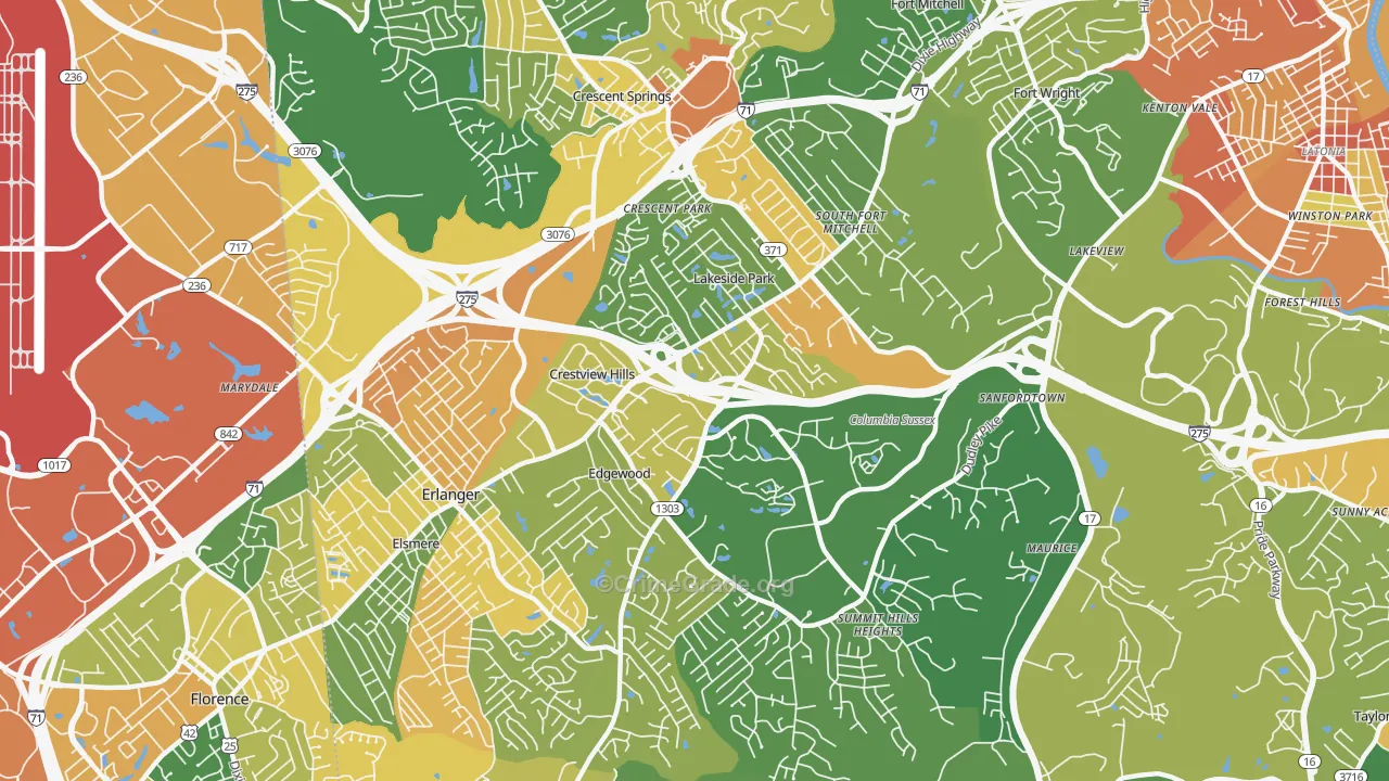 Crestview Hills, KY Map of Vandalism Rates