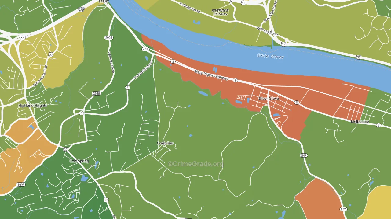 Crestview, KY Map of Vandalism Rates