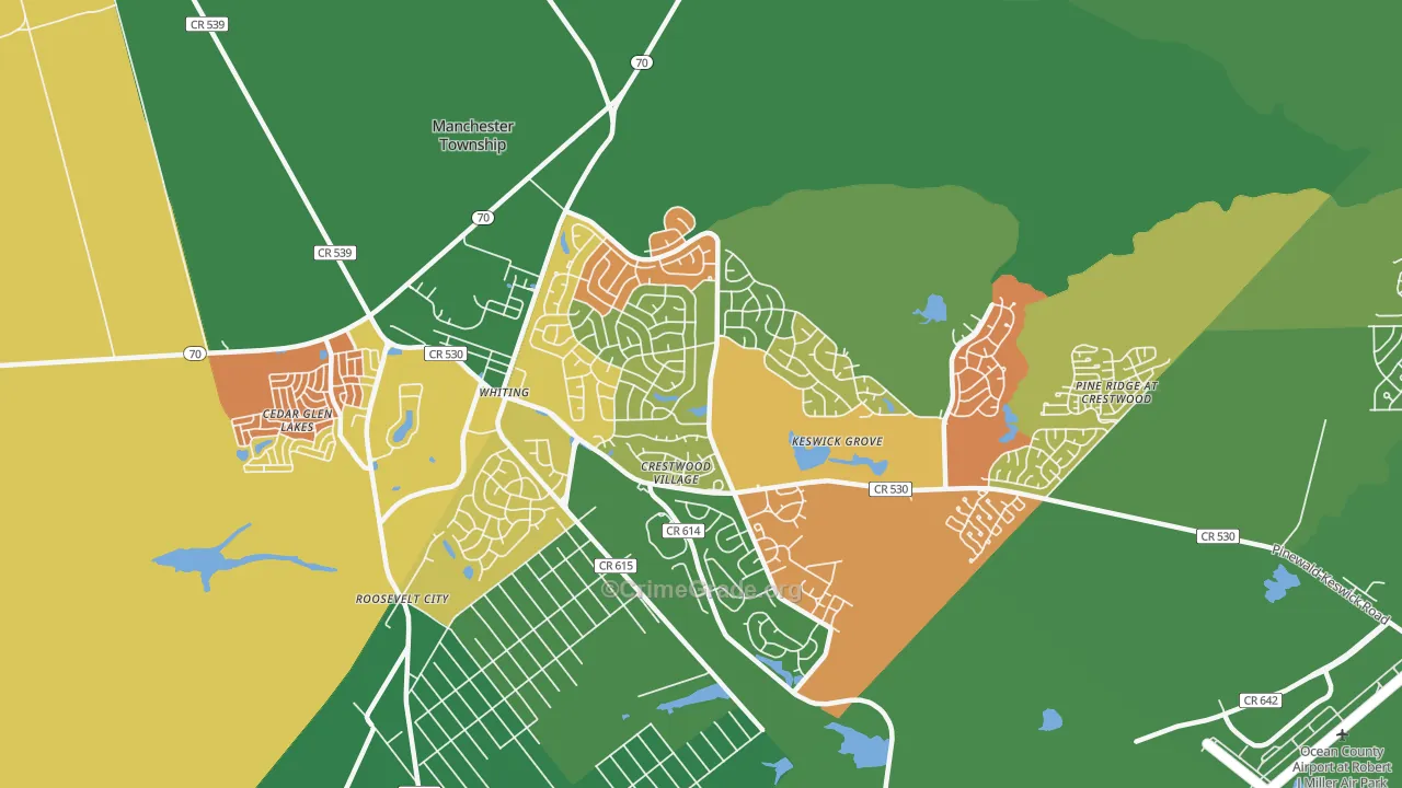 Crestwood Village, NJ Map of Vandalism Rates