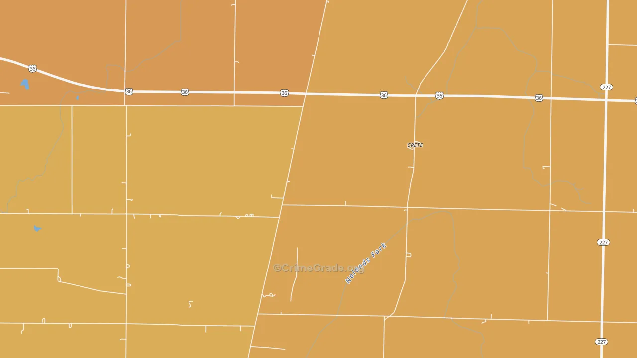 Crete, IN Map of Vandalism Rates
