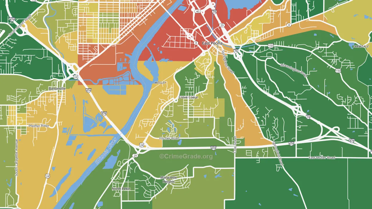 Creve Coeur, IL Map of Vandalism Rates