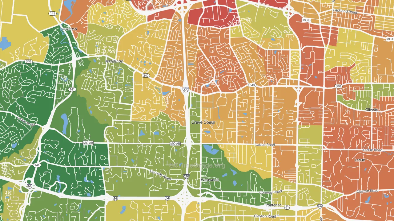 Creve Coeur, MO Map of Vandalism Rates