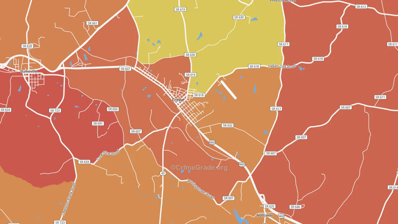 Crewe, VA Map of Vandalism Rates