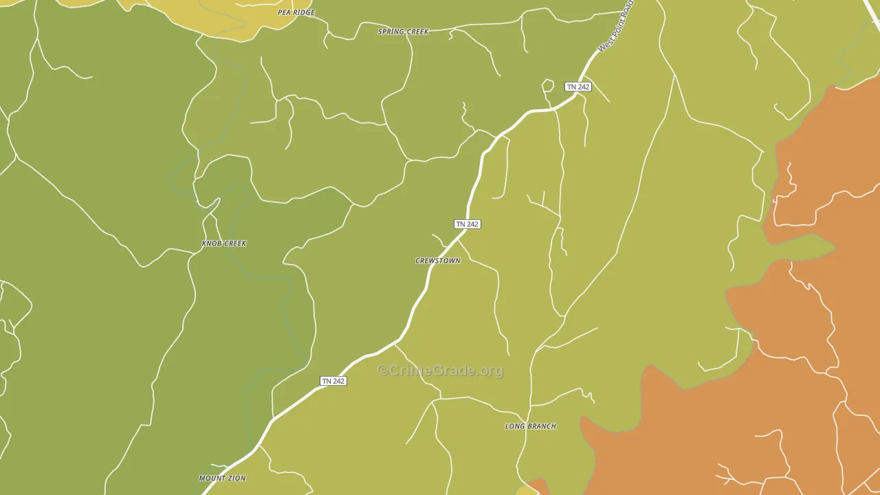 Crewstown, TN Map of Vandalism Rates