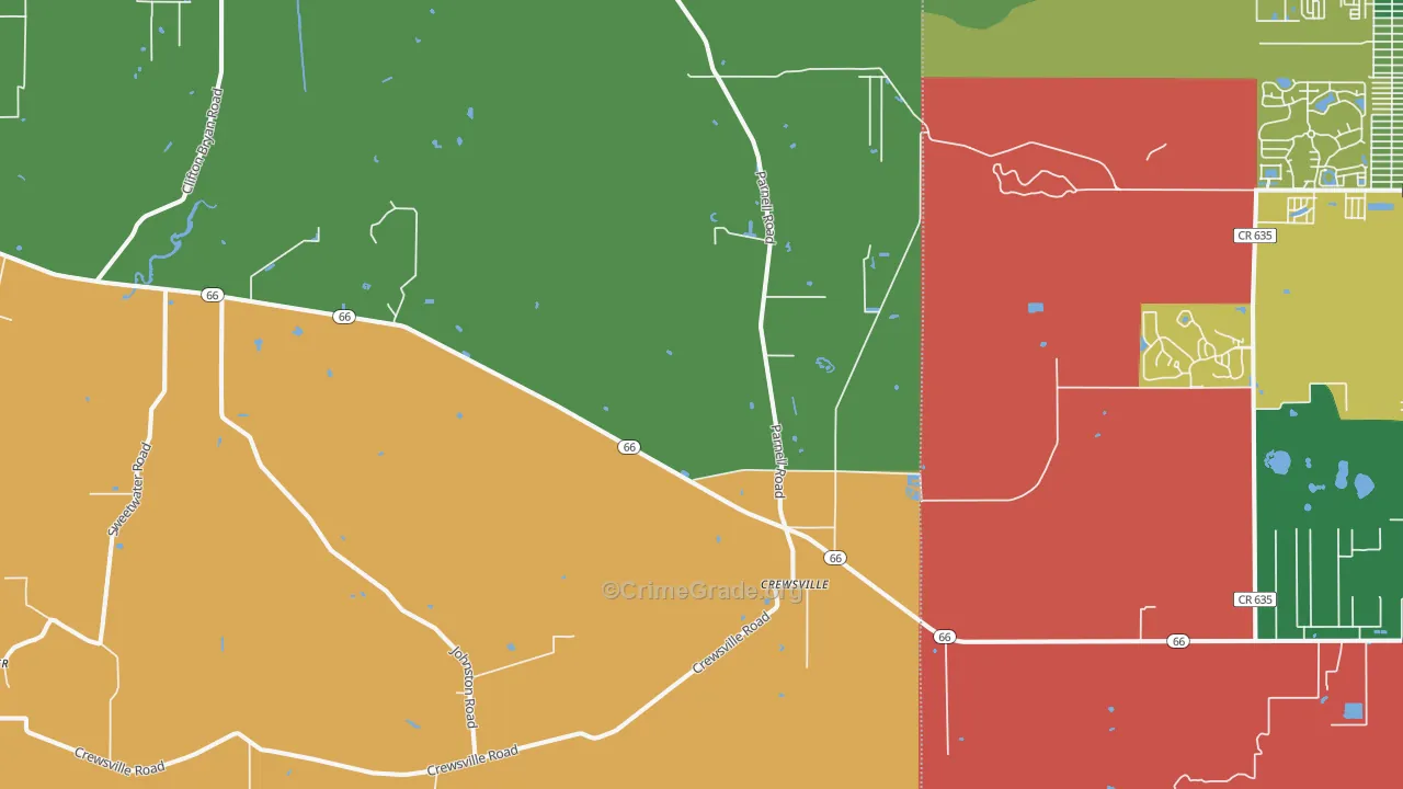 Crewsville, FL Map of Vandalism Rates