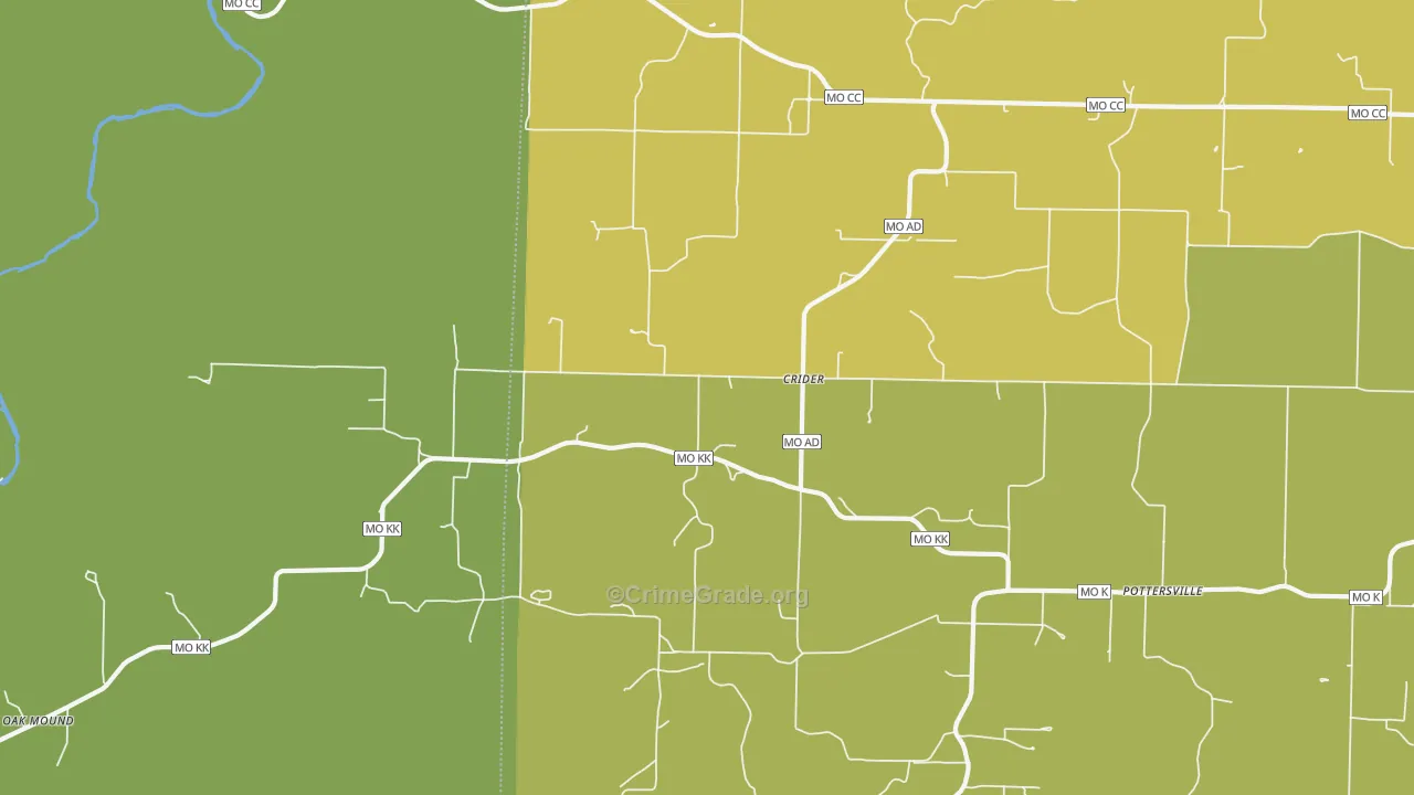 Crider, MO Map of Vandalism Rates