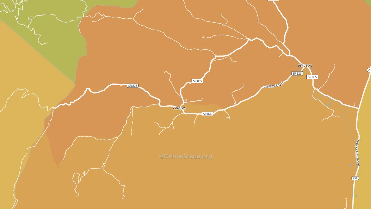 Criders, VA Map of Vandalism Rates