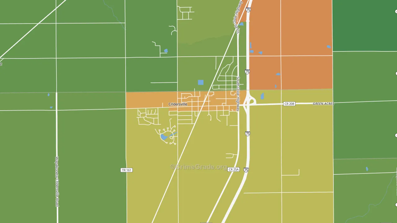 Cridersville, OH Map of Vandalism Rates