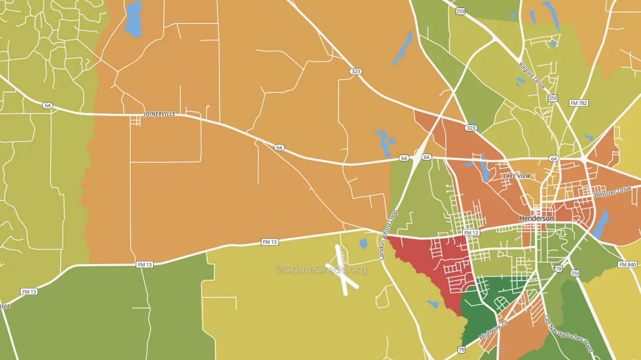 Crimcrest, TX Map of Vandalism Rates