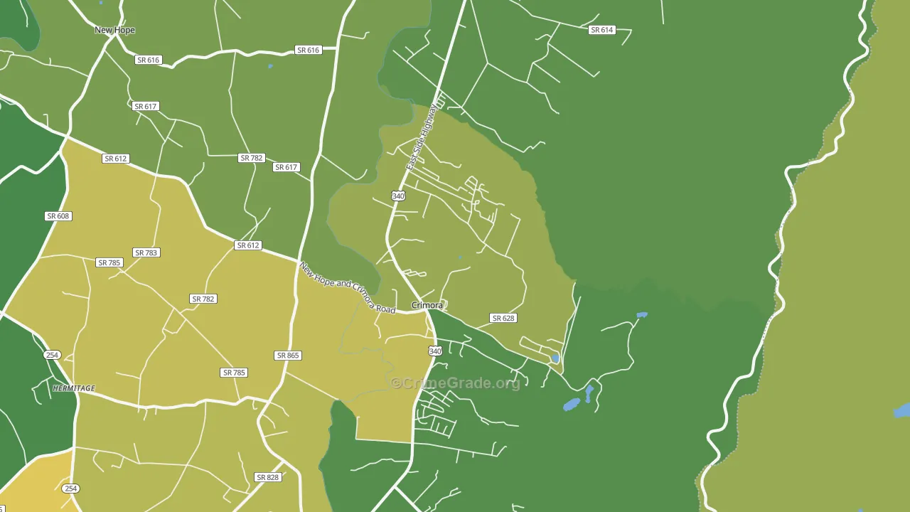 Crimora, VA Map of Vandalism Rates