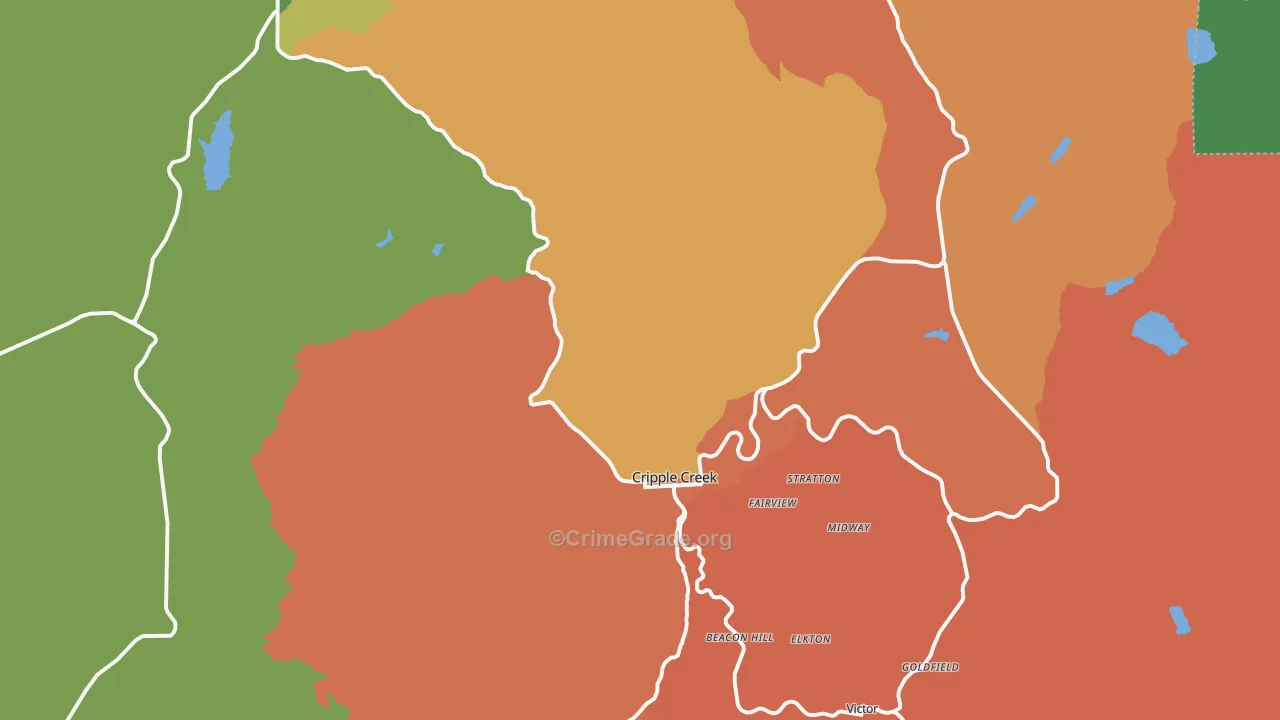 Cripple Creek, CO Map of Vandalism Rates