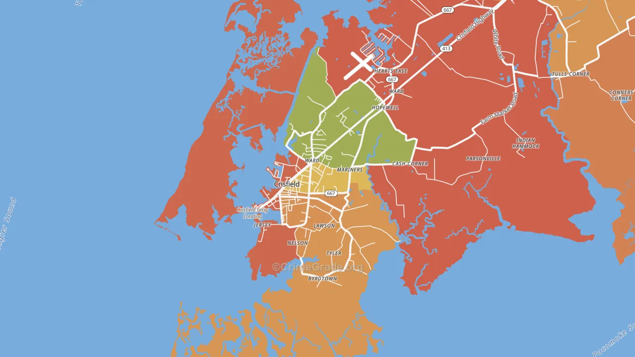 Crisfield, MD Map of Vandalism Rates