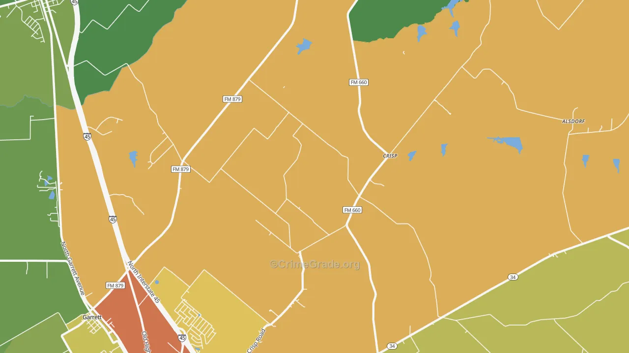 Crisp, TX Map of Vandalism Rates