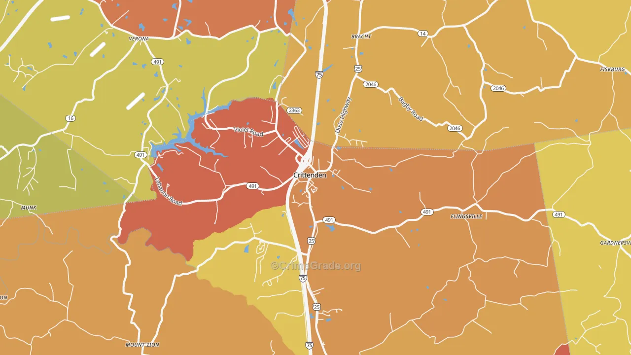 Crittenden, KY Map of Vandalism Rates