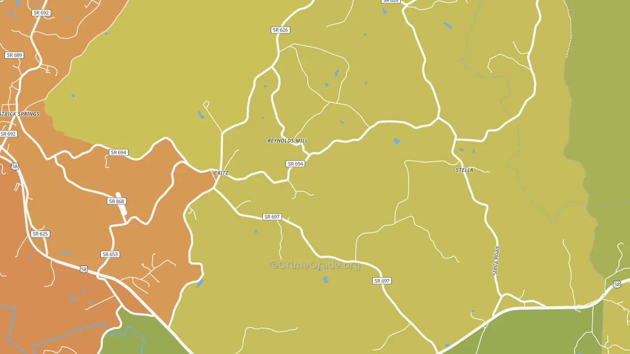 Critz, VA Map of Vandalism Rates
