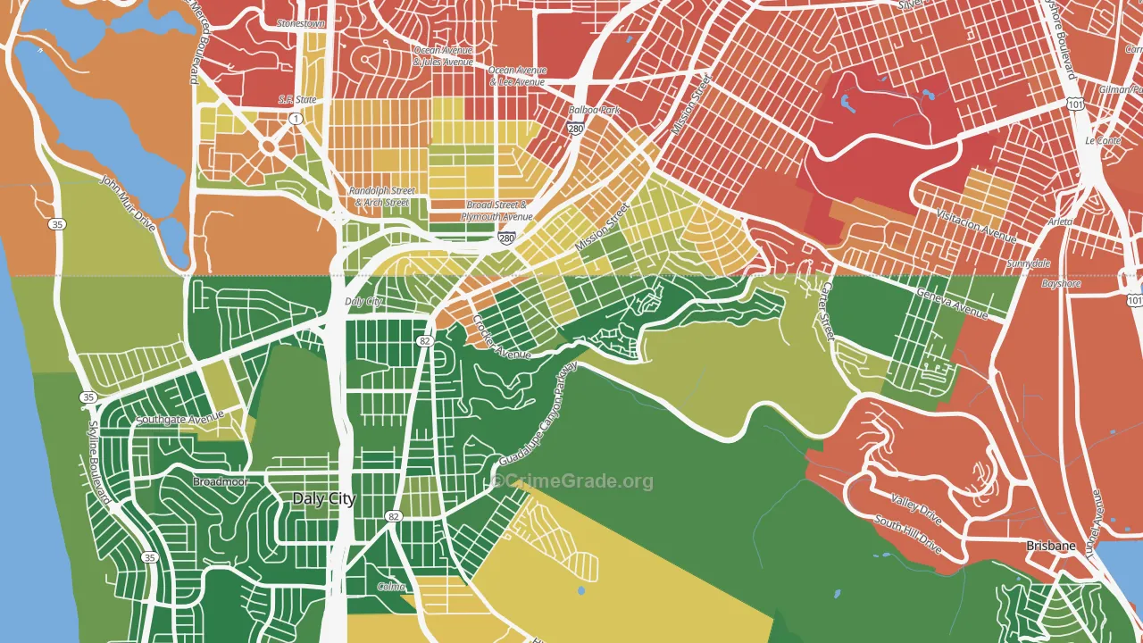 Crocker, Daly City, CA Map of Vandalism Rates