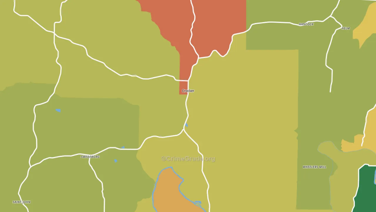 Crocker, MO Map of Vandalism Rates