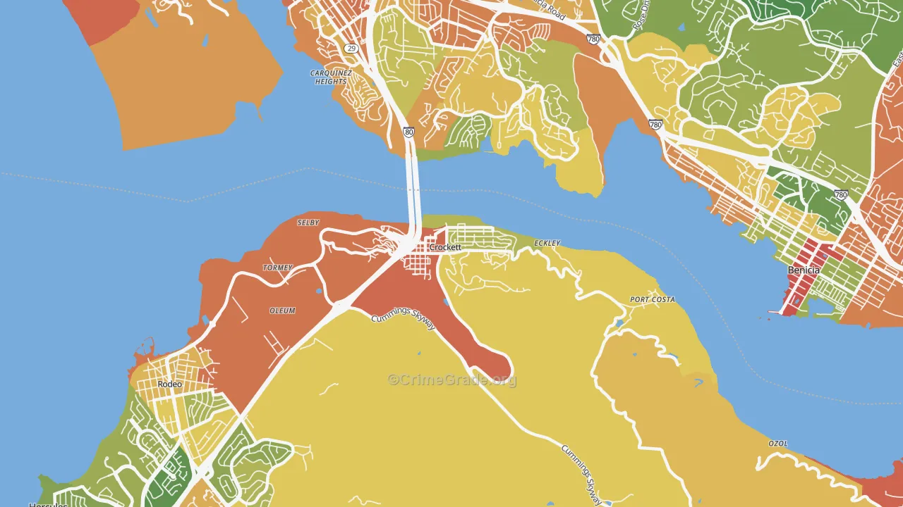 Crockett, CA Map of Vandalism Rates
