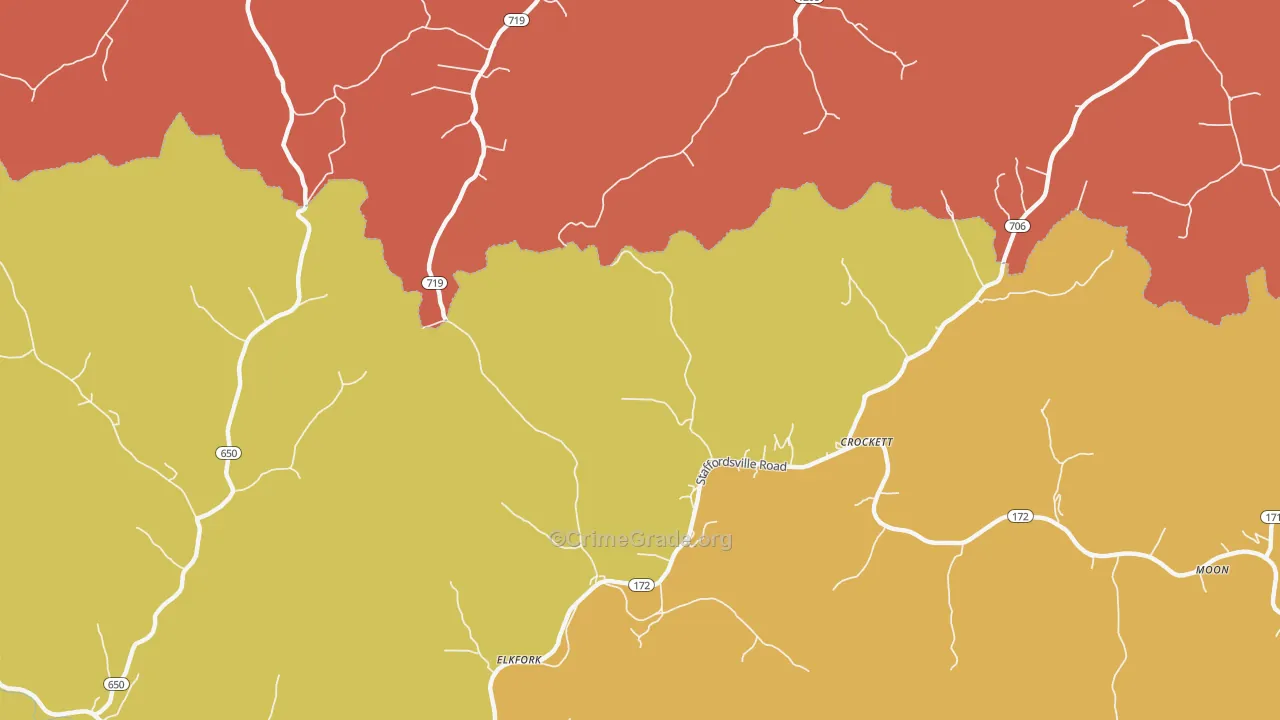 Crockett, KY Map of Vandalism Rates
