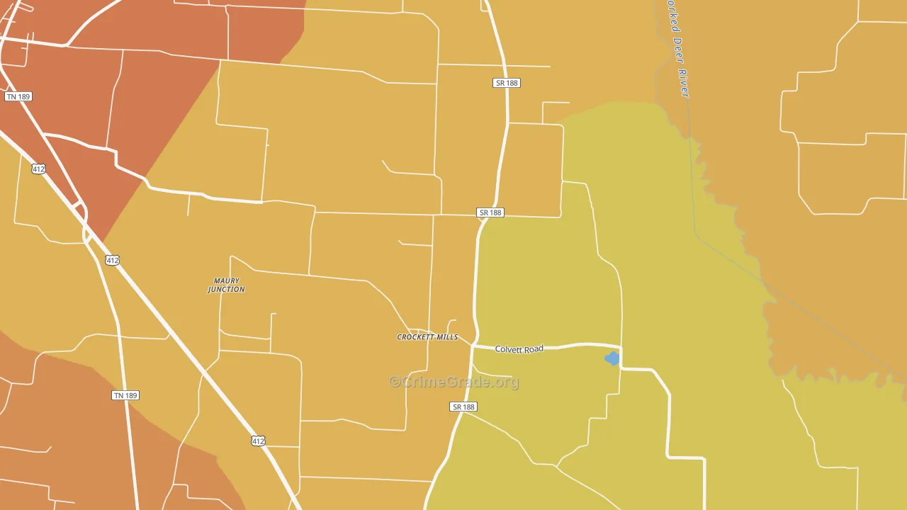Crockett Mills, TN Map of Vandalism Rates