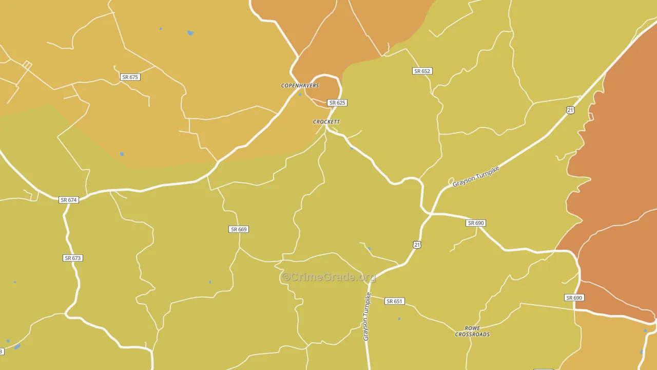 Crockett, VA Map of Vandalism Rates