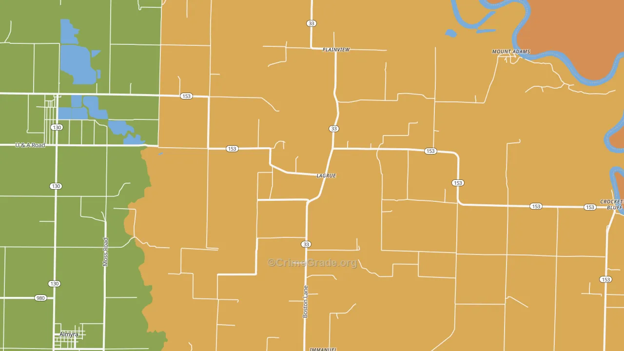 Crocketts Bluff, AR Map of Vandalism Rates