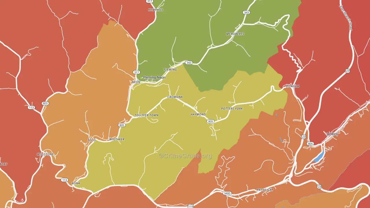 Cromona, KY Map of Vandalism Rates