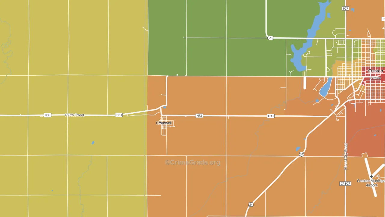 Cromwell, IA Map of Vandalism Rates