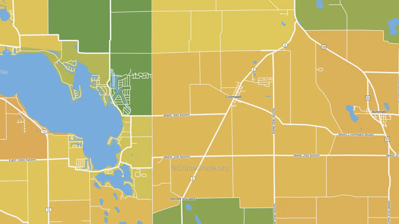 Cromwell, IN Map of Vandalism Rates