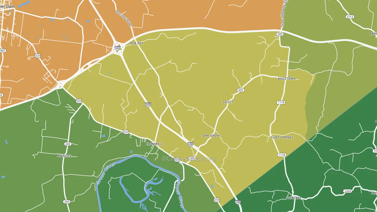 Cromwell, KY Map of Vandalism Rates