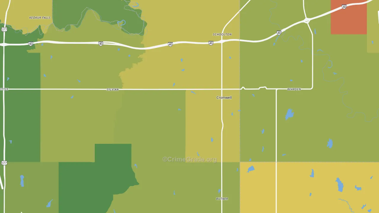 Cromwell, OK Map of Vandalism Rates