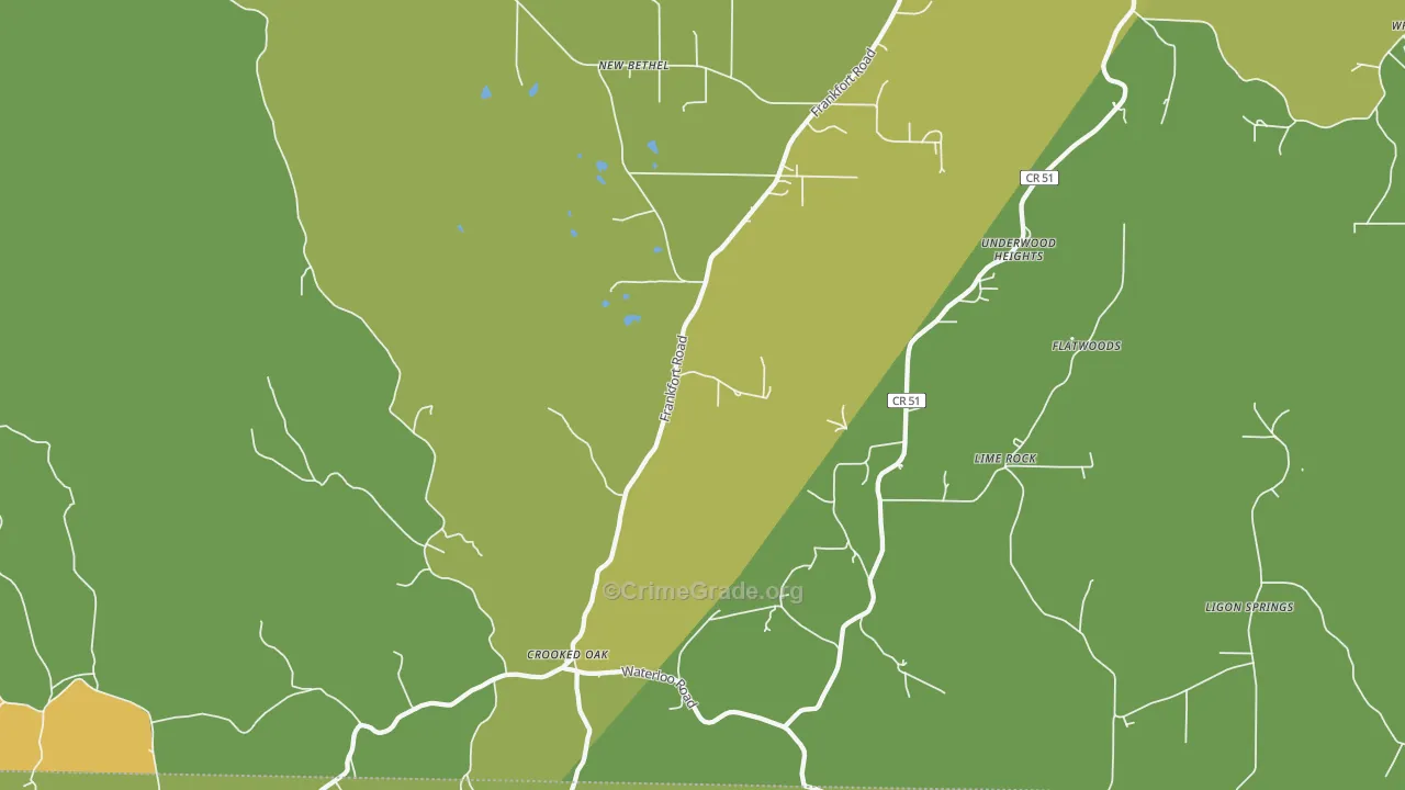 Crooked Oak, AL Map of Vandalism Rates