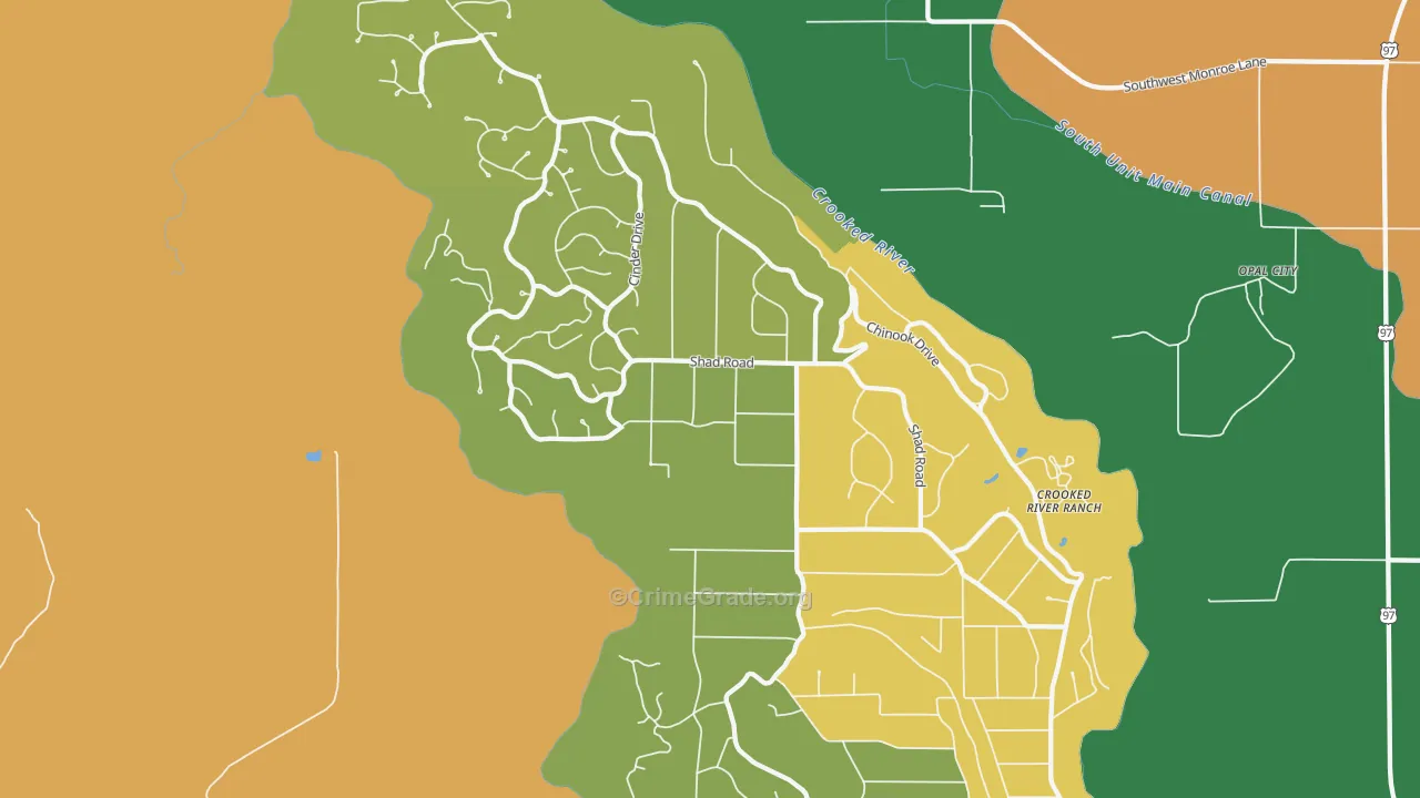Crooked River Ranch, Terrebonne, OR Map of Vandalism Rates