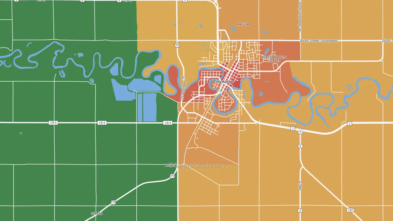 Crookston Junction, MN Map of Vandalism Rates