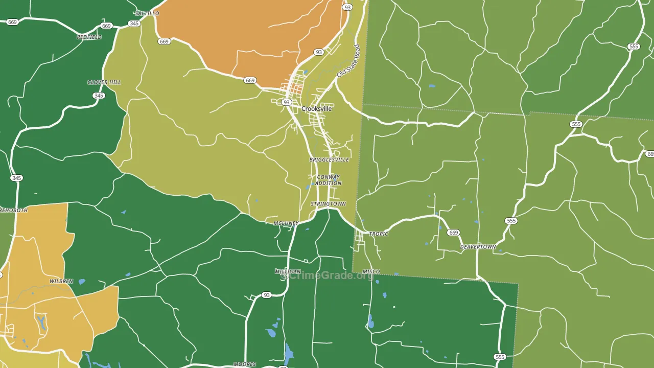 Crooksville, OH Map of Vandalism Rates