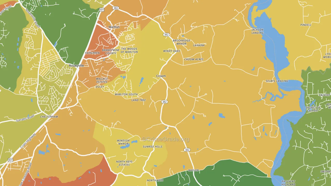 Croom, MD Map of Vandalism Rates