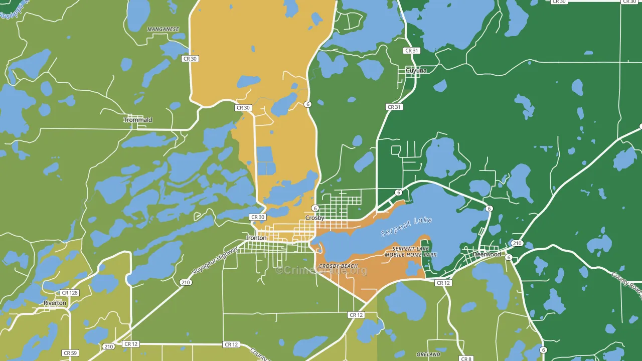 Crosby, MN Map of Vandalism Rates