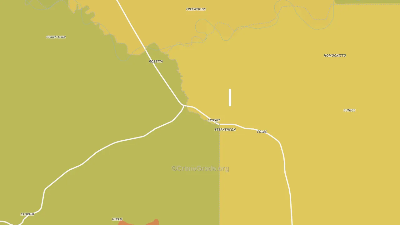 Crosby, MS Map of Vandalism Rates