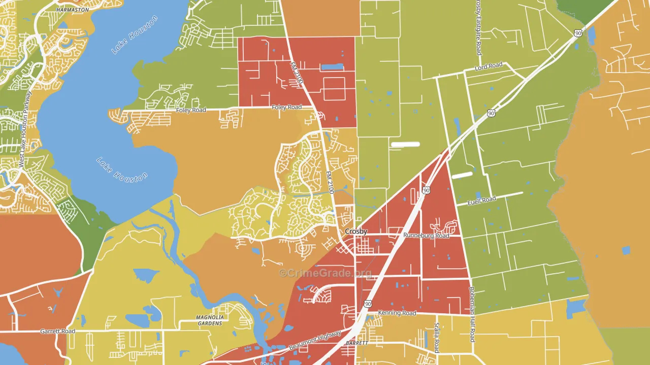 Crosby, TX Map of Vandalism Rates