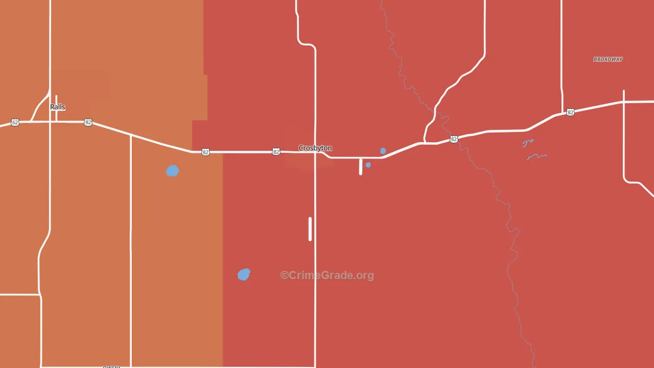 Crosbyton, TX Map of Vandalism Rates