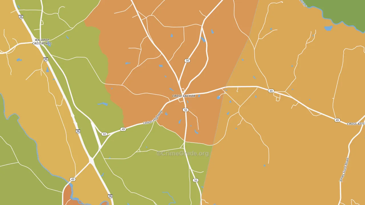 Cross Anchor, SC Map of Vandalism Rates