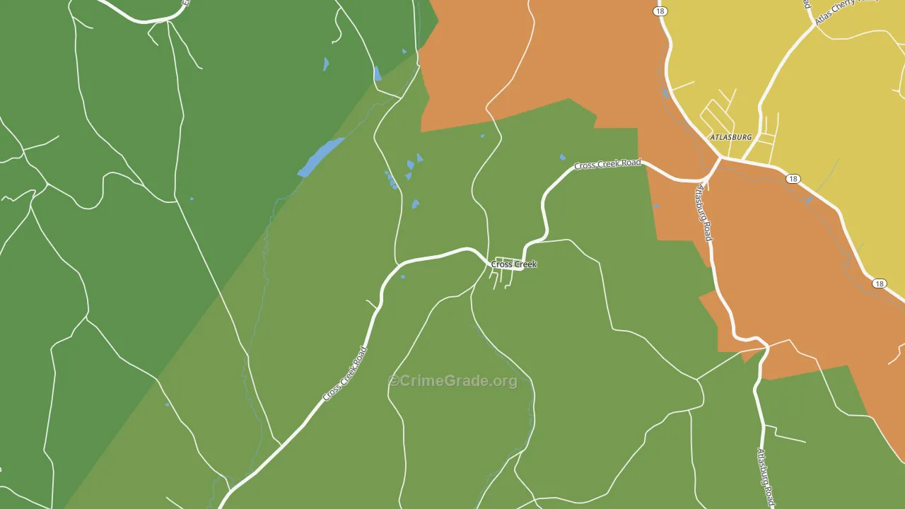 Cross Creek, PA Map of Vandalism Rates