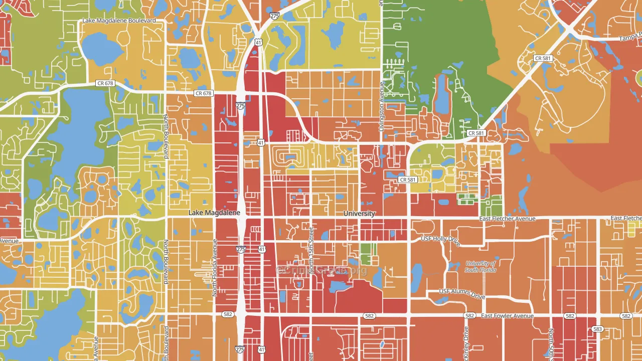 Cross Fletcher, University, FL Map of Vandalism Rates