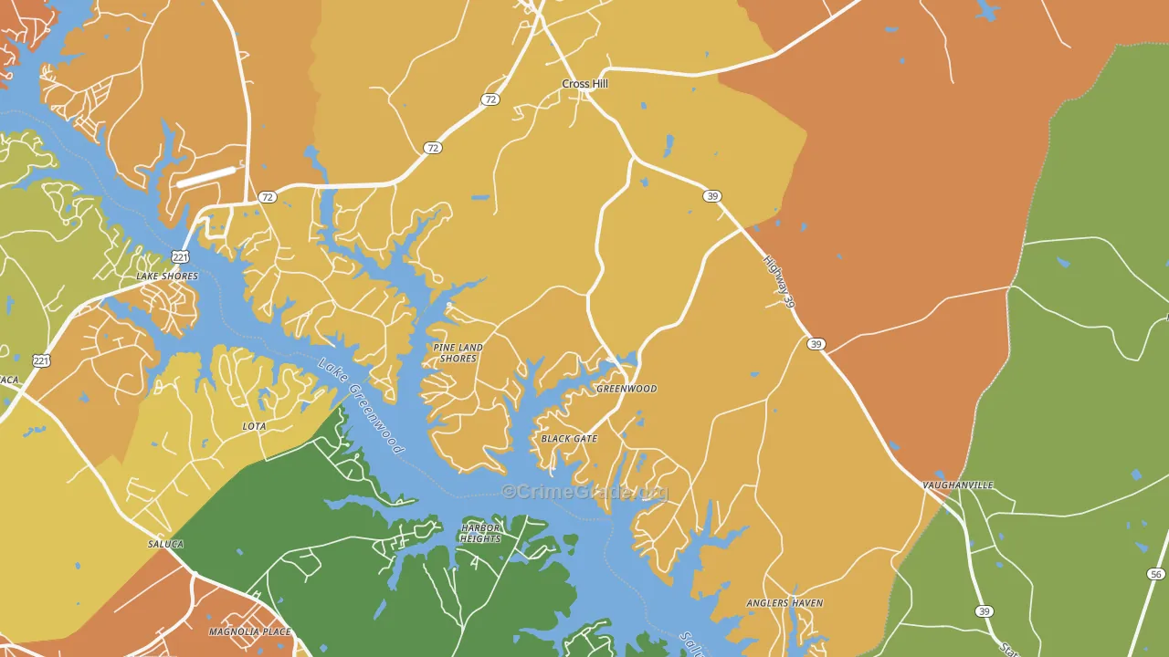 Cross Hill, SC Map of Vandalism Rates