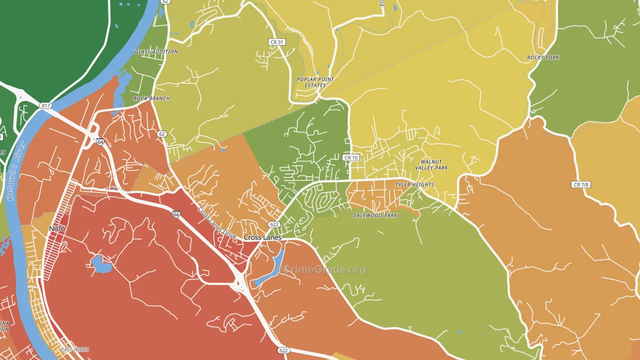 Cross Lanes, WV Map of Vandalism Rates