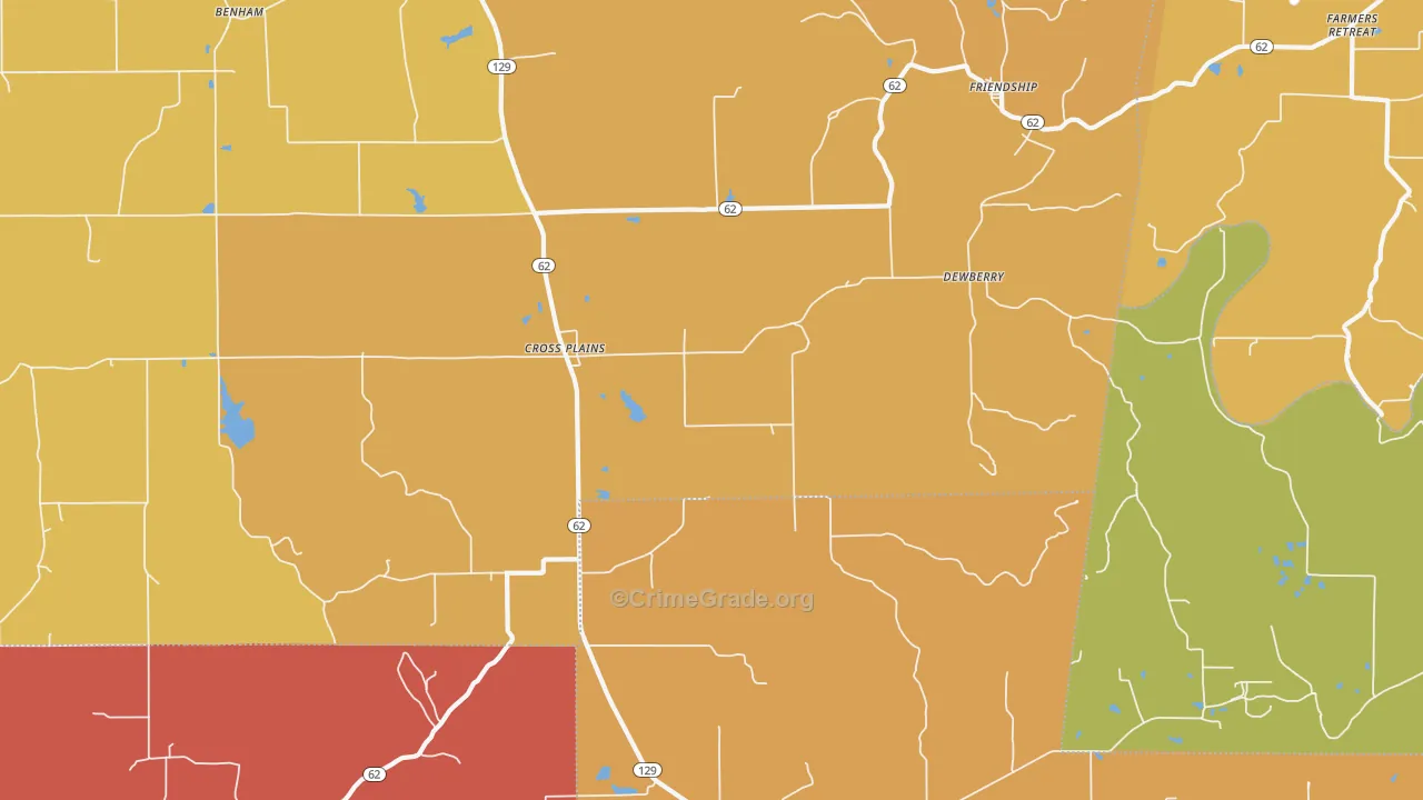 Cross Plains, IN Map of Vandalism Rates