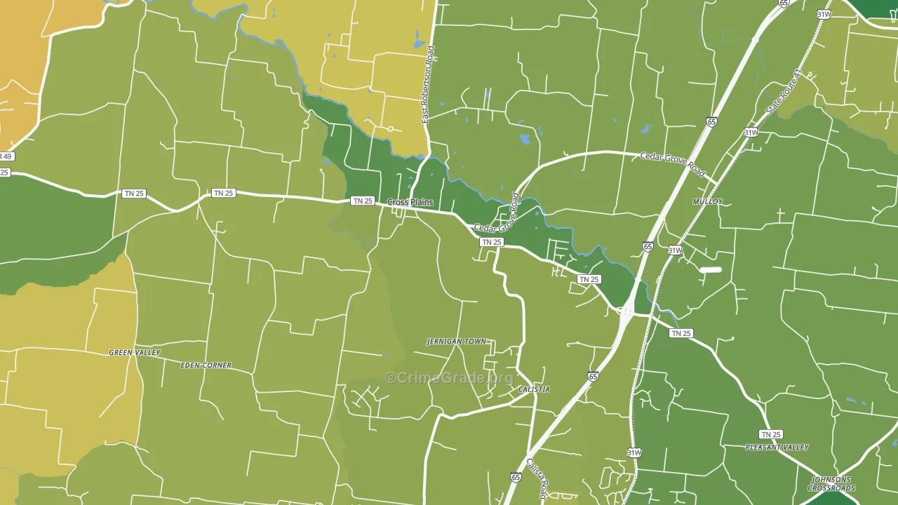 Cross Plains, TN Map of Vandalism Rates