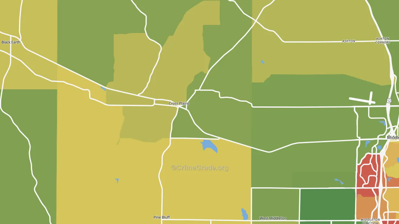 Cross Plains, WI Map of Vandalism Rates